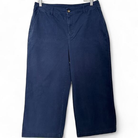 Denim and Co. Easywear Twill Cropped Wide Leg Pants Navy (14) - Picture 2 of 12